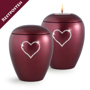 Tierurne, Swarovski Herz, rot