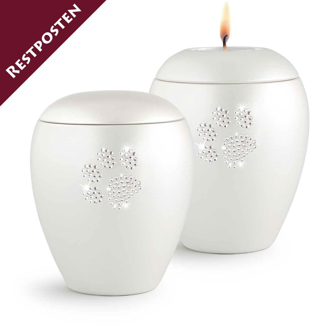 Swarovski-Pfote, perlmutt 1 Tierurne, Swarovski Pfote, weiss