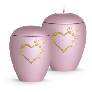 Tierurne mit goldener Verzierung, rosa