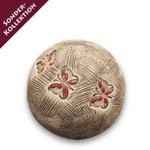 Tierurne in Steinoptik mit orangen Schmetterlinge