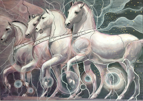 Kunst 5 Pferde in NeuroGraphik
